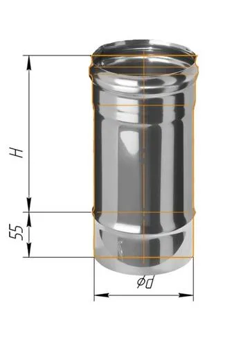 дымоход феррум нержавеющий (439/0,8 мм) ф150 l=0,25м