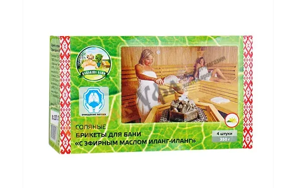 плитка соляная иланг-иланг с эфирным маслом для бани и сауны, 350 г бацькина баня